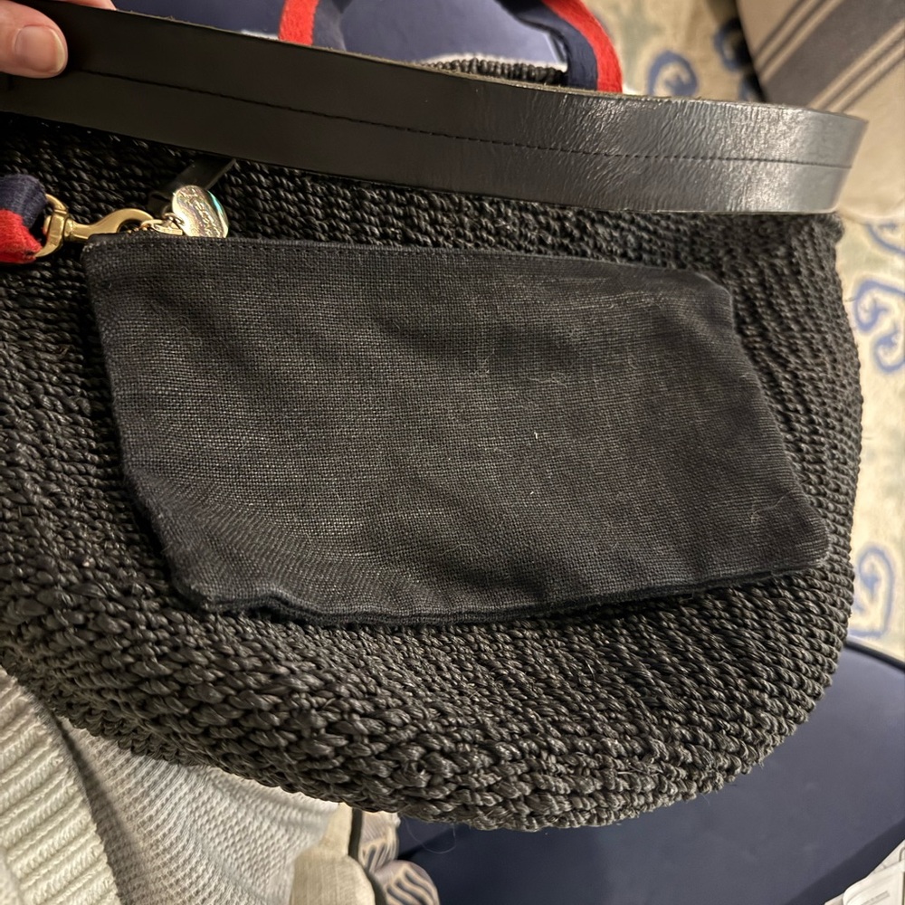 Clare V Black Woven Bag with Red and Blue Handles - Picture 11 of 15